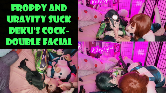 Froppy and Uravity Suck Deku's Cock video from Riley Cyriis