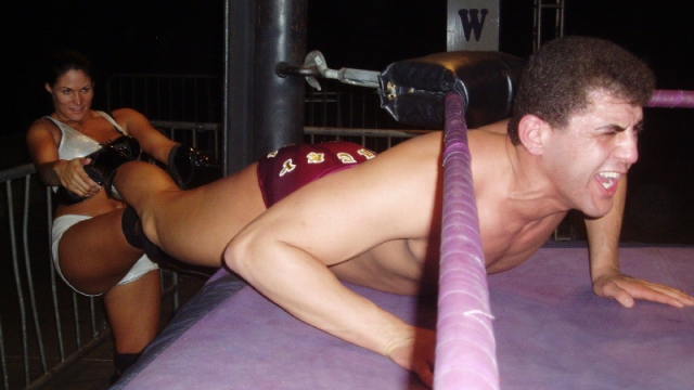 Combatting Terrorism - Tracy Brooks vs Ehab the Arab video from WORLD WIDE MIXED WRESTLING