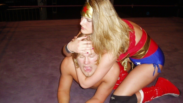 WONDER WOMAN SLEEPERLAND - Crazy J vs Wonder Woman video from WORLD WIDE MIXED WRESTLING