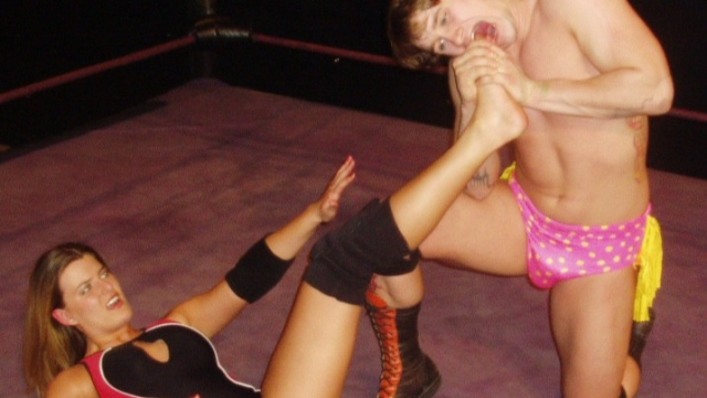 Wrestling my Gay Brother - Barefooted Janelle Sinclaire vs Lotus video from RING WOMEN VIDEO