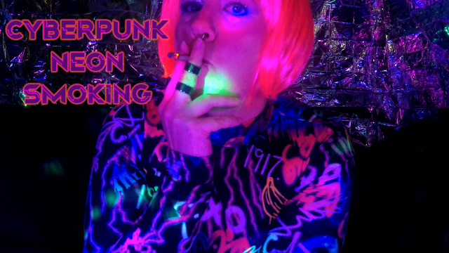 Cyberpunk NEON Aesthetic Pink Hair Smoking video from Rogan Damiana