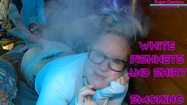 SWEATY Smoking in Fishnets, THONG, and Shirt video from Rogan Damiana