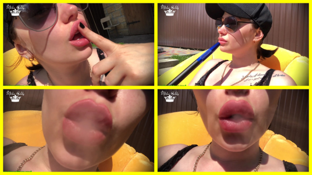Hookah smoking outdoor & Big Lips tease video from Mistress Misha Goldy