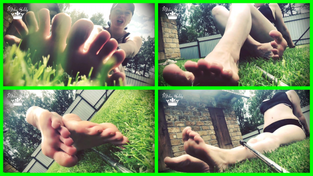 Outdoor Foot Fetish Dangle video from Mistress Misha Goldy