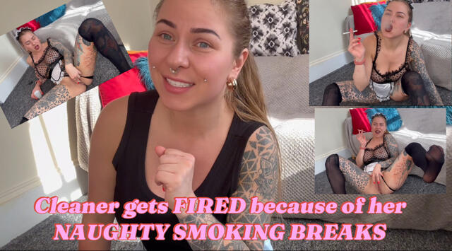 Naughty Maid smoking on the job video from Sandy Candie