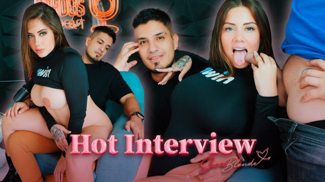 Podcast gets out of control, blowjob, deep throat and a lot of semen live video from Sara Blonde