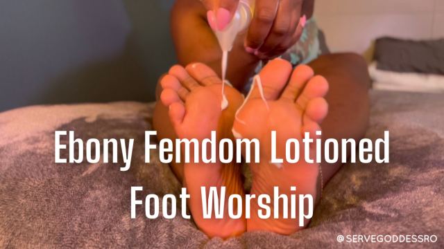 Ebony Femdom Lotioned Foot Worship video from Royal Ro