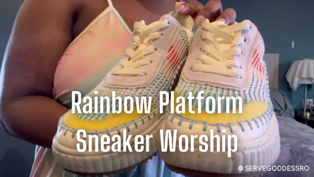 Rainbow Platform Sneaker Worship - Royal Ro ebony foot worship slave training video from Royal Ro