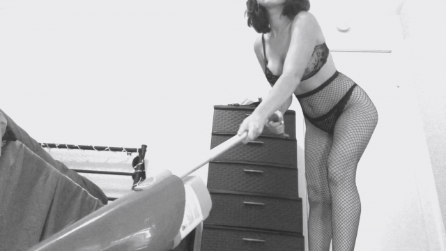 Cleaning in Heels and Fishnets video from Sally Smiles