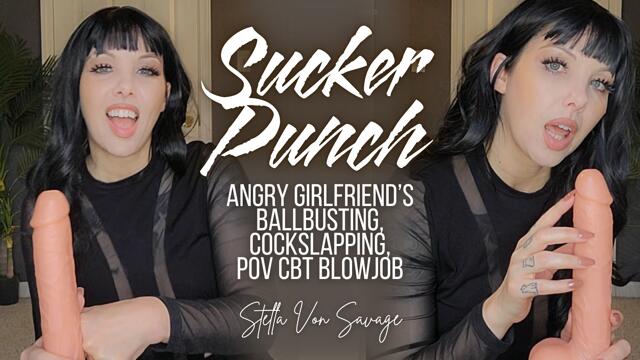 Sucker Punch! Cruel CBT Ballbusting Revenge Blowjob POV video from Stella Von Savage