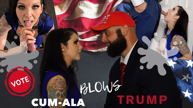 Trump & Cumala Sloppy BlowJob Facial - Presidential Debate Parody video from Stella Von Savage