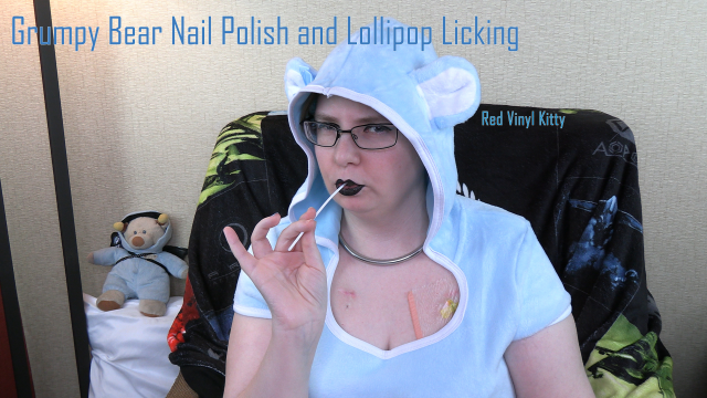 Grumpy Bear Nail Polish and Lollipop Suck video from Red Vinyl Kitty