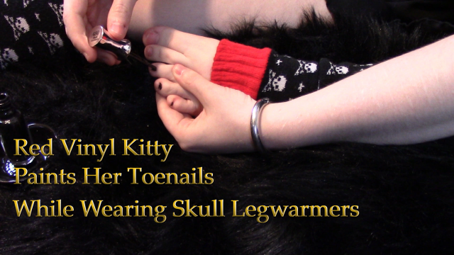 Red Vinyl Kitty Paints Her Toenails While Wearing Skull Legwarmers video from Red Vinyl Kitty