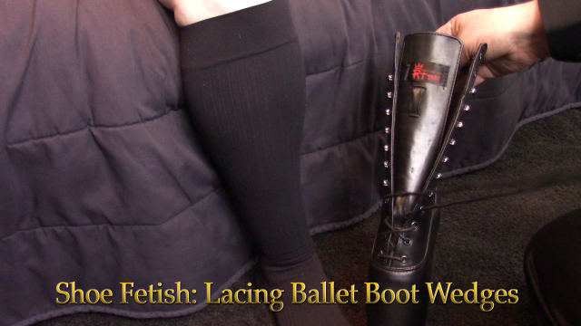 Shoe Fetish: Lacing Ballet Boot Wedges video from Red Vinyl Kitty
