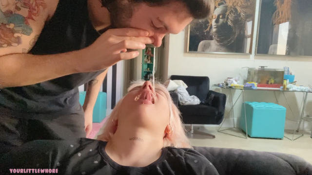 eating his hanging snot and gagging video from Lily Ann