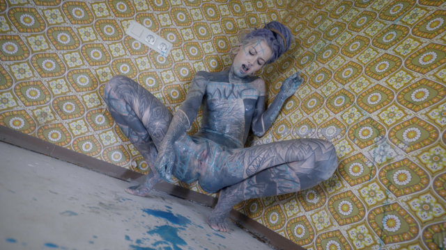 Alternative TATTOO model masturbating with big toy video from Z-Filmz