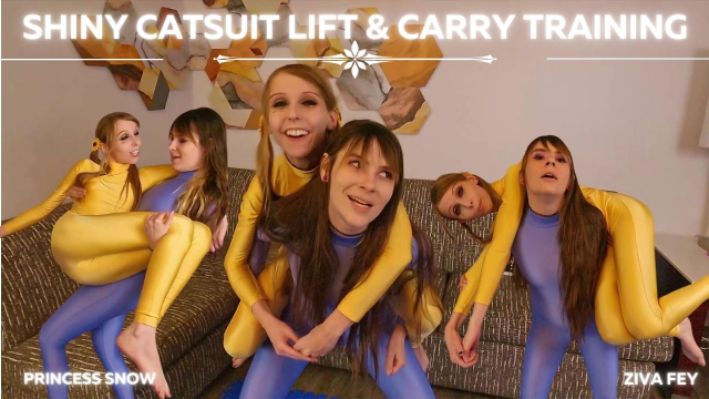 4K Ziva Fey - Shiny Catsuit Lift And Carry Training With Princess Snow video from Zivafey